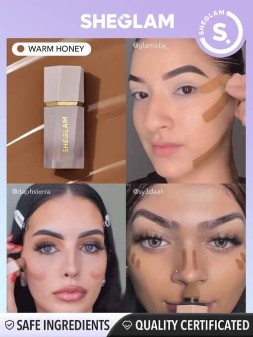 SHEGLAM Sun Sculpt Liquid Contour-Warm Honey Gel Cream Contour Non-Greasy Long Lasting Highly Pigmented Natural Contour Contouring Weightless Bronzer