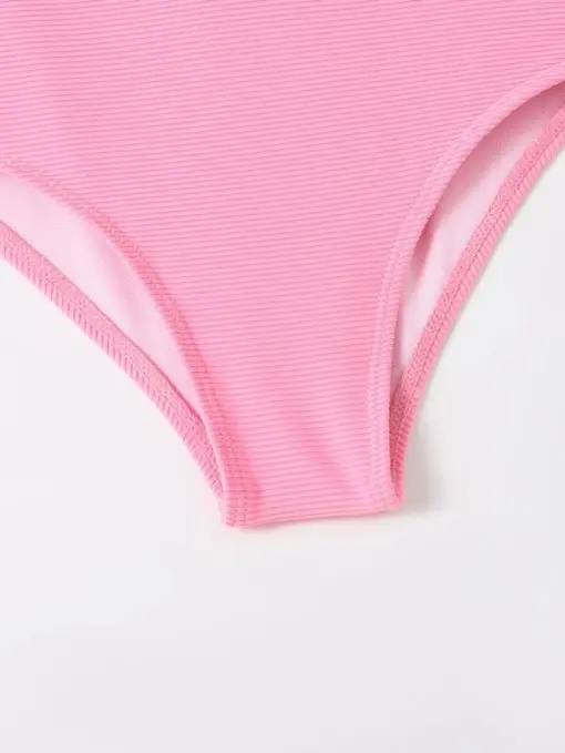 SHEIN Toddler Girls Color Block Bow Shoulder One Piece Swimsuit - Image 4