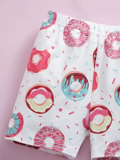 SHEIN Toddler Girls Donut Print Cami Top & Shorts - Image 4