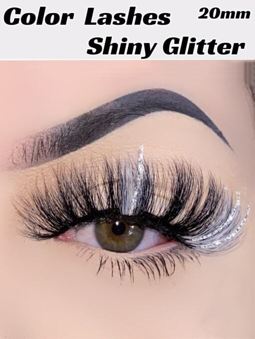 SHEIN 1pair Shinny Glitter Volumized False Eyelashes