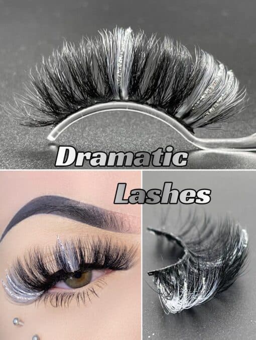 SHEIN 1pair Shinny Glitter Volumized False Eyelashes - Image 2