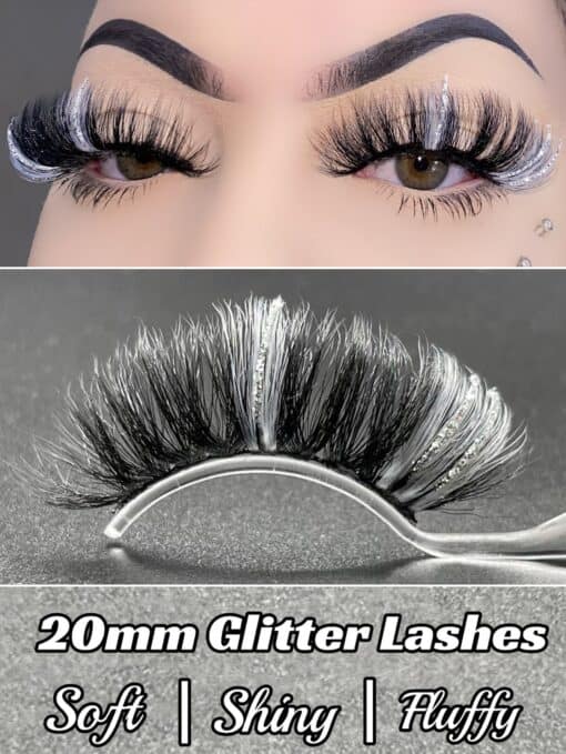 SHEIN 1pair Shinny Glitter Volumized False Eyelashes - Image 5