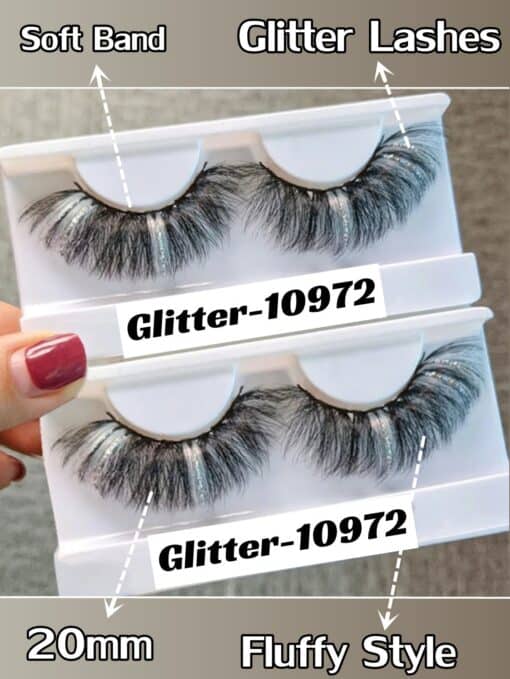 SHEIN 1pair Shinny Glitter Volumized False Eyelashes - Image 8