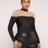 SHEIN SXY Two Tone Mock Neck Tee