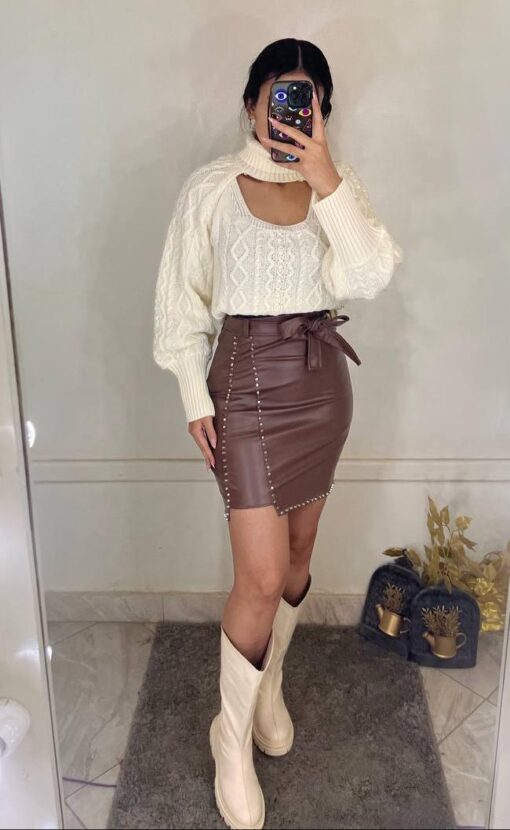Pu leather skirt
