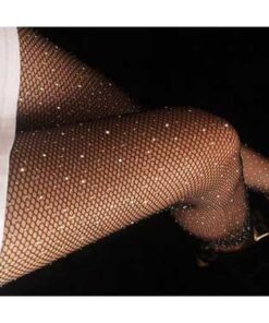 SHEIN New Arrival Rhinestone Decor Fishnet Stocking With Open Crotch, Rhinestone Garter Belt And Long Socks Design