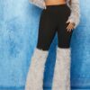 SHEIN SXY Two Tone Fuzzy Panel Flare Leg Pants