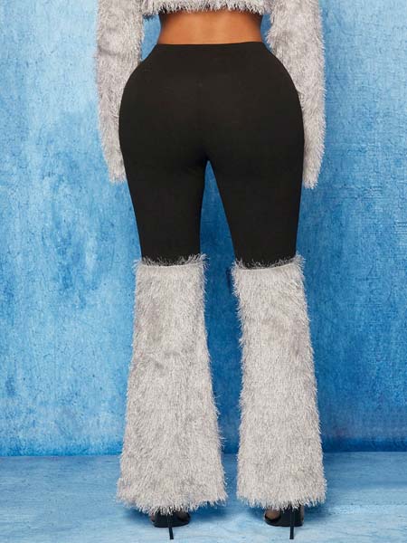 SHEIN SXY Two Tone Fuzzy Panel Flare Leg Pants - Image 2