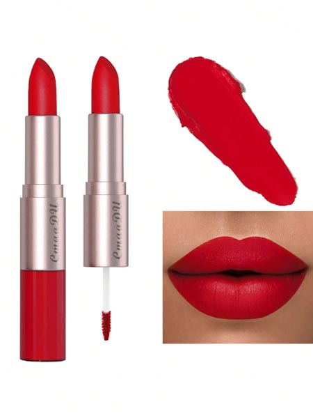 SHEIN Matte Lip Gloss,2 In 1 Waterproof Lip Gloss Long-Lasting Highly Pigmented Matte Lipstick For Women For Daily Use