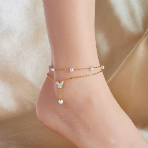 Pearls Anklet stainless steel
