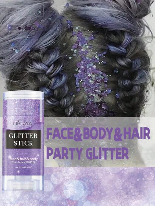 shein Purple Body Glitter Stick, Music Festival Rave Hair Accessories Glitter Makeup