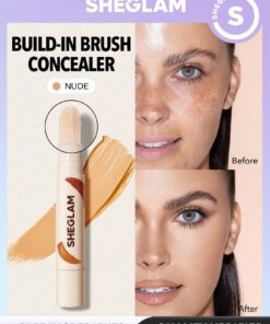 SHEGLAM Perfect Skin High Coverage Concealer-Nude 20 Shades Liquid Concealer Brush Moisturizing Weightless All-Day Hydrate Concealer Makeup Black Friday Sale Concealer