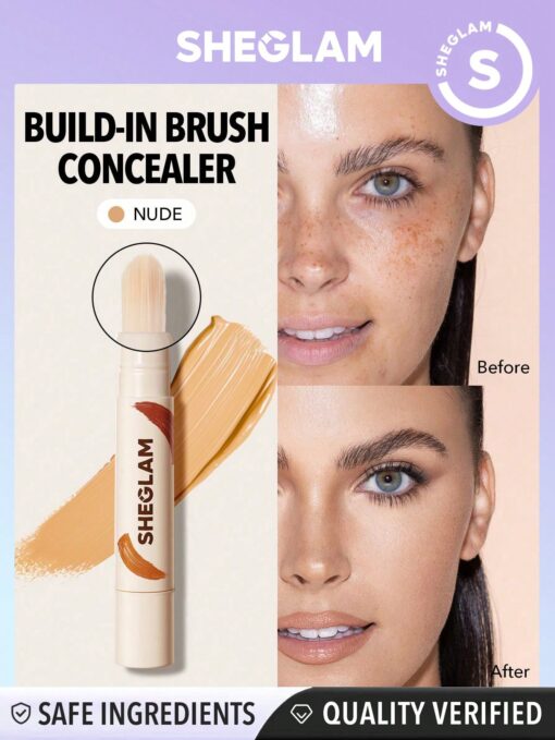 SHEGLAM Perfect Skin High Coverage Concealer-Nude 20 Shades Liquid Concealer Brush Moisturizing Weightless All-Day Hydrate Concealer Makeup Black Friday Sale Concealer
