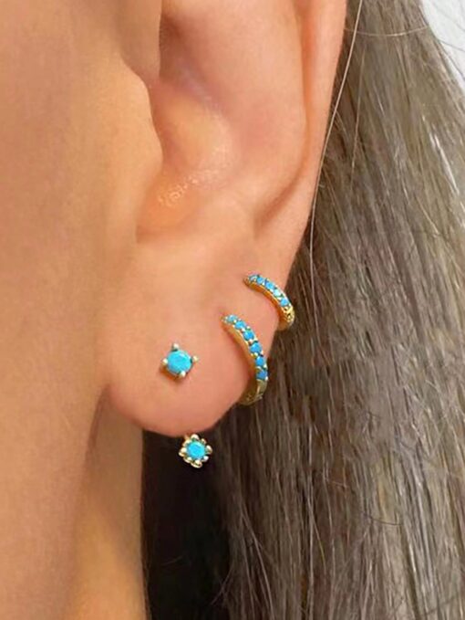 SHEIN 3pairs/set Fashion Copper Rhinestone Decor Earring