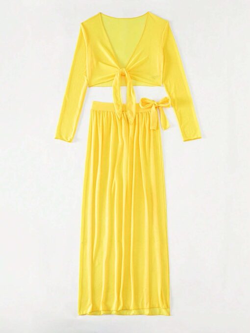 SHEIN Swim Vcay Knot Front Cover Up Set - Image 3