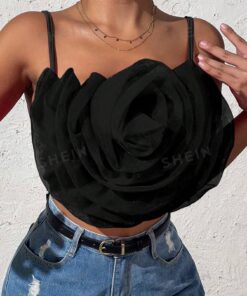 SHEIN VCAY Stereo Flower Cami Top
