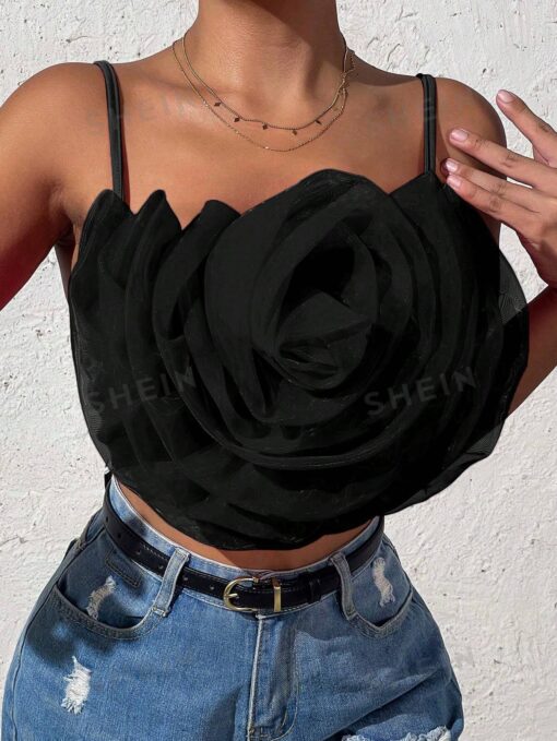 SHEIN VCAY Stereo Flower Cami Top