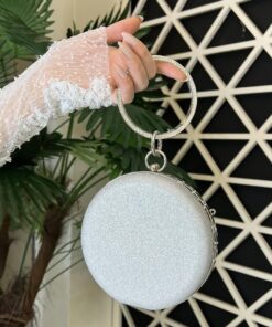 Silver Round Clutch Purses for Women