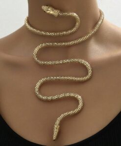 1pc Autumn/Winter Metallic Snake Coiled Necklace