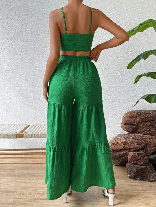 SHEIN Frenchy Halter Top And Wide-Leg Pants With Ruffle Hem - Image 2