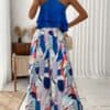 Women'S Halter Top And Full Printed Wide Leg Pants Set