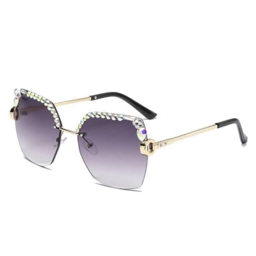 Rhinestone Decor Rimless Fashion Glasses - Image 3