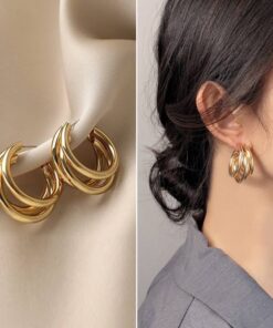 Needle Earrings With Multi-Layered Circular Rings Design