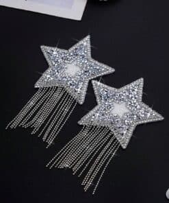 SHEIN Plus Size Rhinestone Decor Star Shaped Tassel Nipple Covers