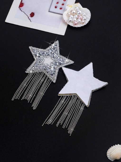 SHEIN Plus Size Rhinestone Decor Star Shaped Tassel Nipple Covers - Image 2
