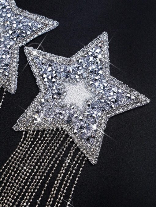 SHEIN Plus Size Rhinestone Decor Star Shaped Tassel Nipple Covers - Image 3