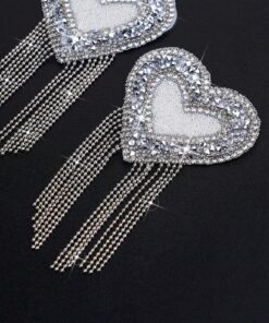 SHEIN Plus Size Women's Heart Shaped Rhinestone Bra Accessories (Nipple Covers) (Wedding Season)