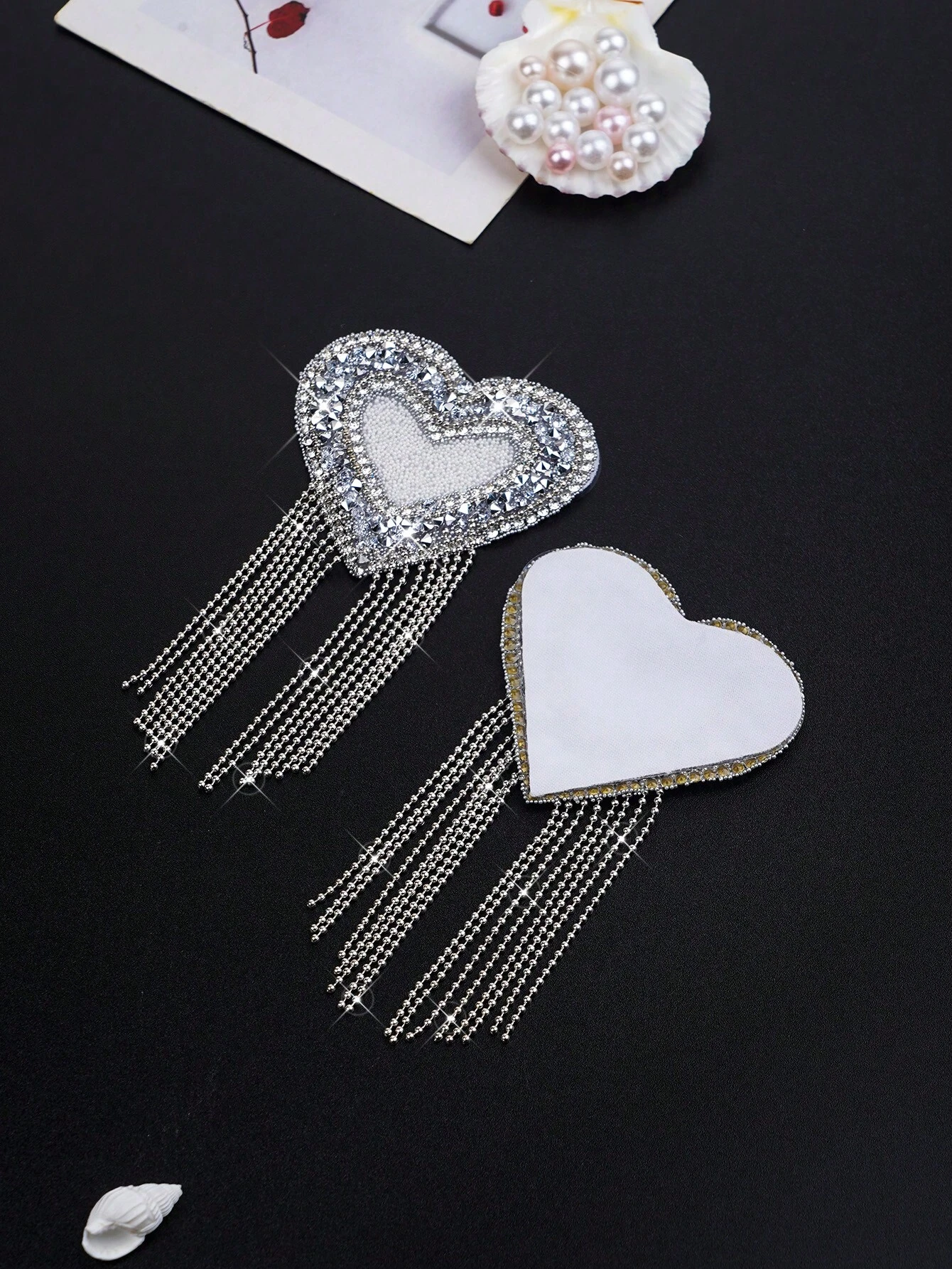 SHEIN Plus Size Women's Heart Shaped Rhinestone Bra Accessories (Nipple Covers) (Wedding Season) - Image 2