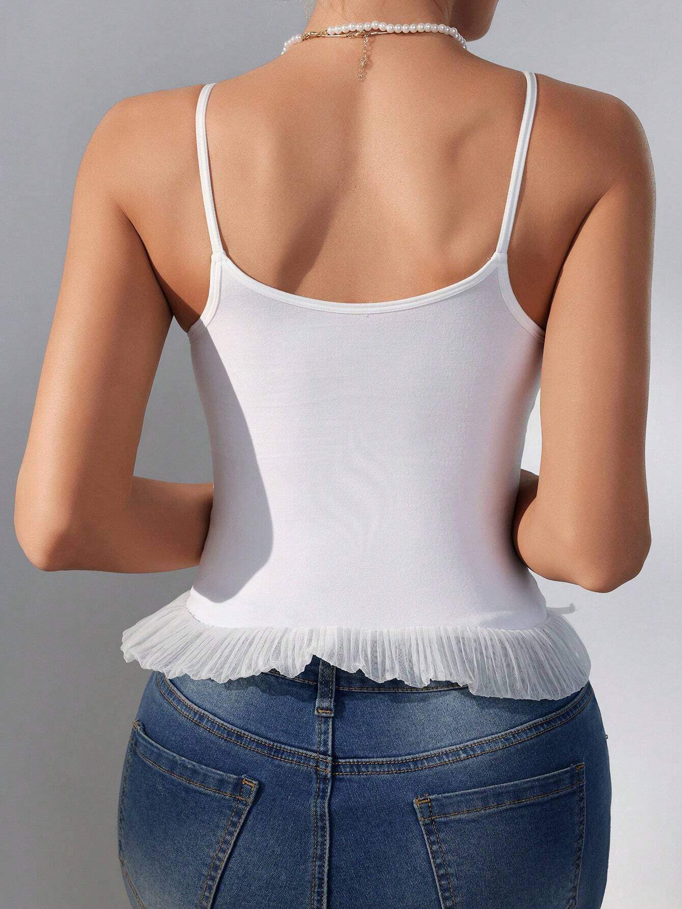 SHEIN Ladies' Pleated Basic Camisole Top For All Seasons - Image 2