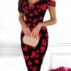 SHEIN Slayr Women's Cold-Shoulder Slim Fit Rose Printed Dress