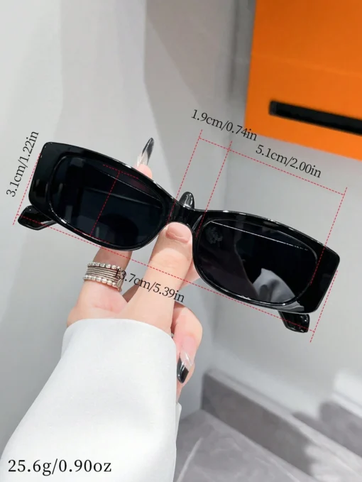SHEIN Rectangle Plastic Frame Sunglasses, Unisex Bohemian Style Beach Sun Glasses - Image 5