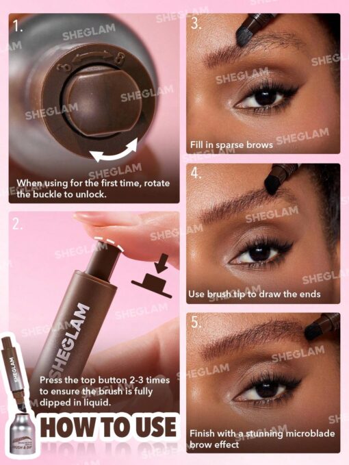 SHEGLAM Brow-Fection Angled Brush & Dip-Chocolate - Image 4