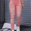 SHEIN Essnce Women Ripped Distressed Frayed Hem Washed Skinny Fashion Jeans