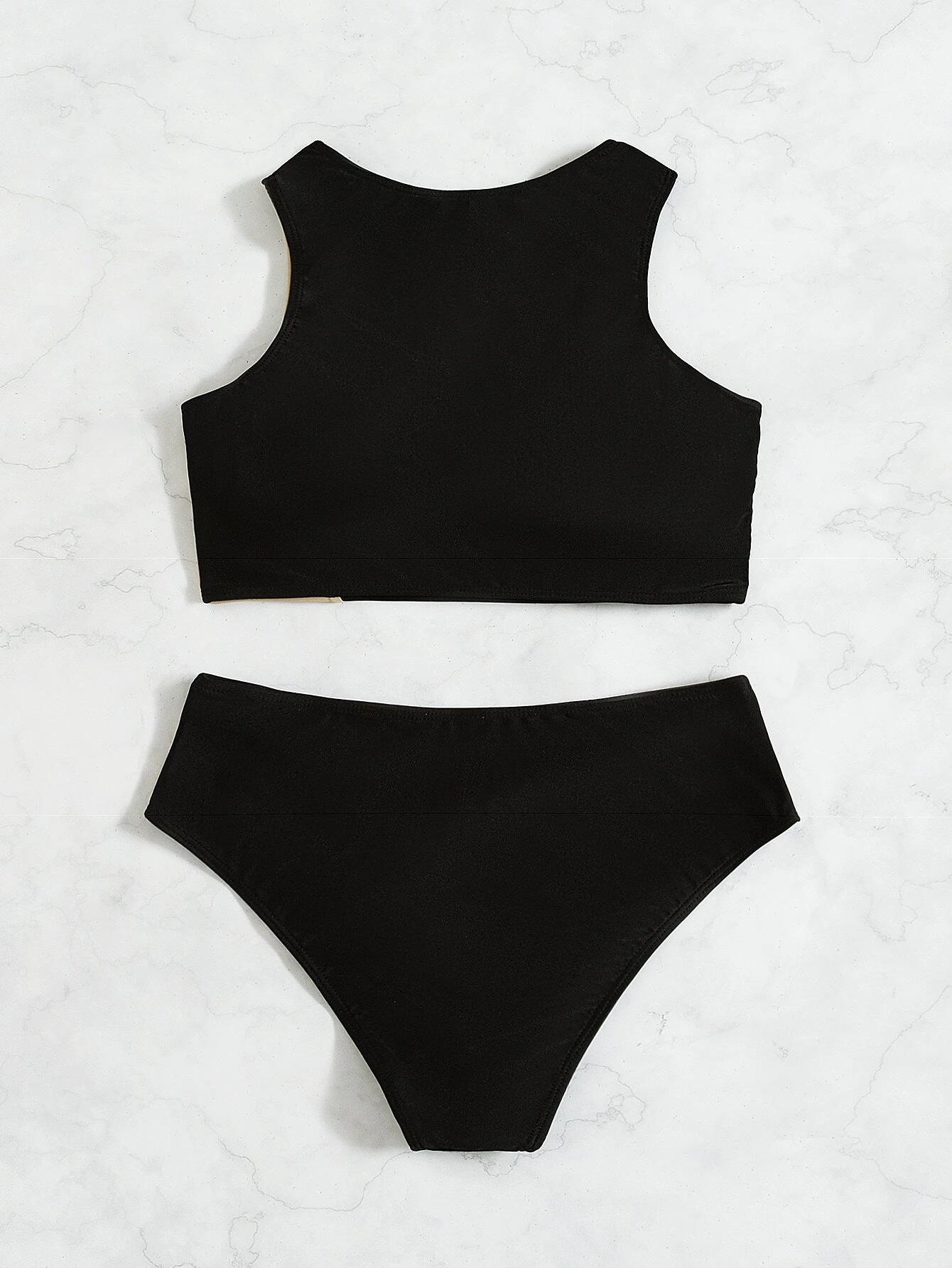 SHEIN Swim Summer Beach Neon Colorblock Bikini Set, Including Wireless Tank Top & High Waisted Bikini Bottom 2 Piece Swimsuit Bathing Suit - Image 2