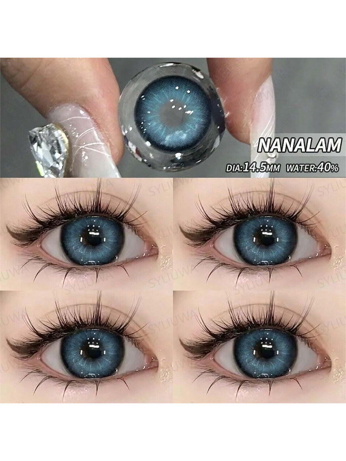 SHEIN 1 Pair Blue Colored Contact Lenses For Yearly Cosmetic Use 14.5mm - Image 2