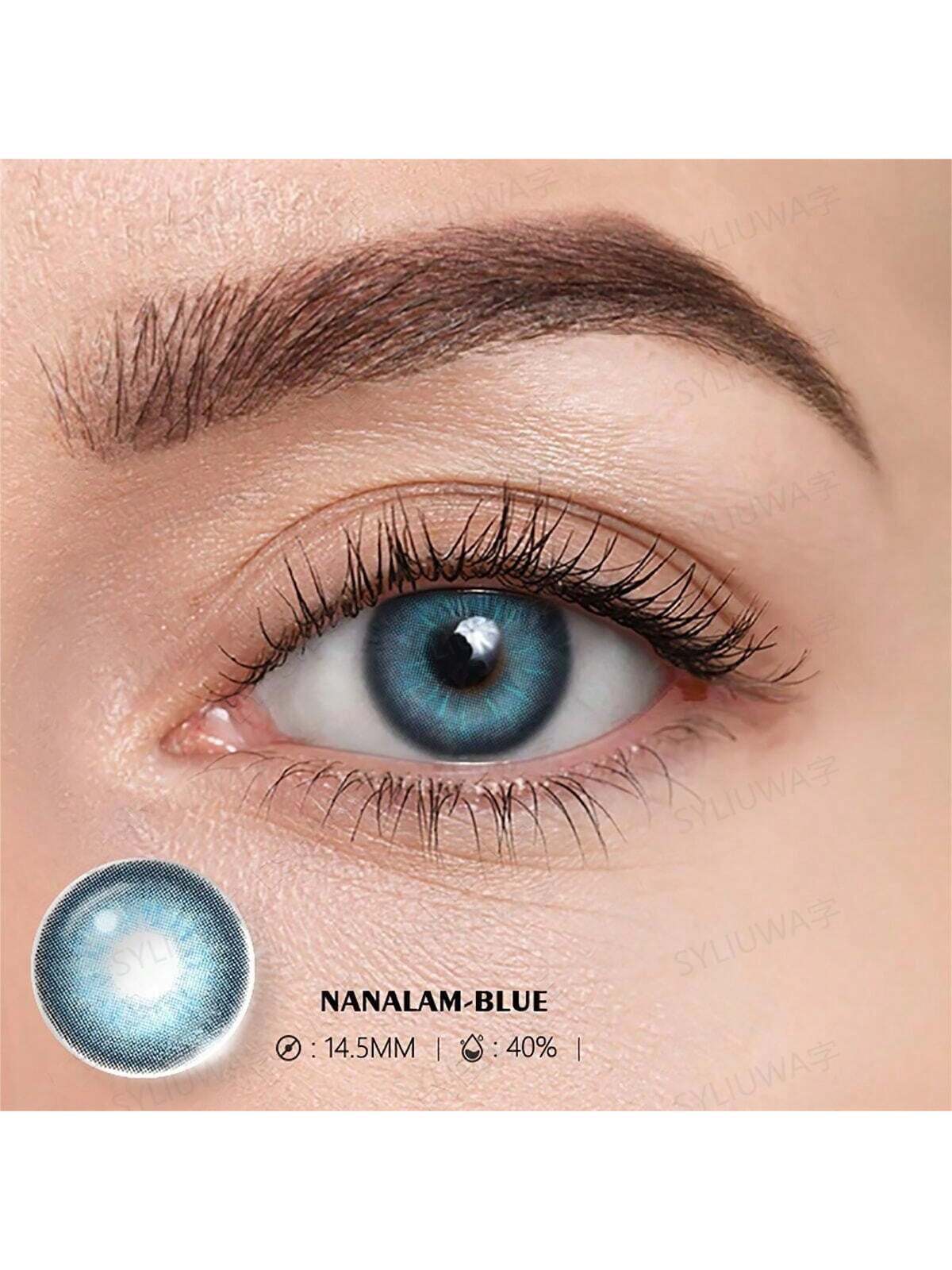 SHEIN 1 Pair Blue Colored Contact Lenses For Yearly Cosmetic Use 14.5mm - Image 3