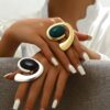 SHEIN 1pc Exaggerated Geometric Design Western Style Resin & Zinc Alloy Ring