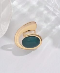 1pc Exaggerated Geometric Design Western Style Resin & Zinc Alloy Ring For Women, Perfect Gift For Parties And Events