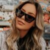 1pc Simple Vintage Square Frame Uv Protection Sunglasses For Women