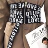 SHEIN 1pc Women's Cool And Dark Street Style White Letter Printed Contrast Waist Belt