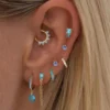 SHEIN 7pcs/set Blue-toned Sea Blue Cubic Zirconia Women's Delicate Earrings
