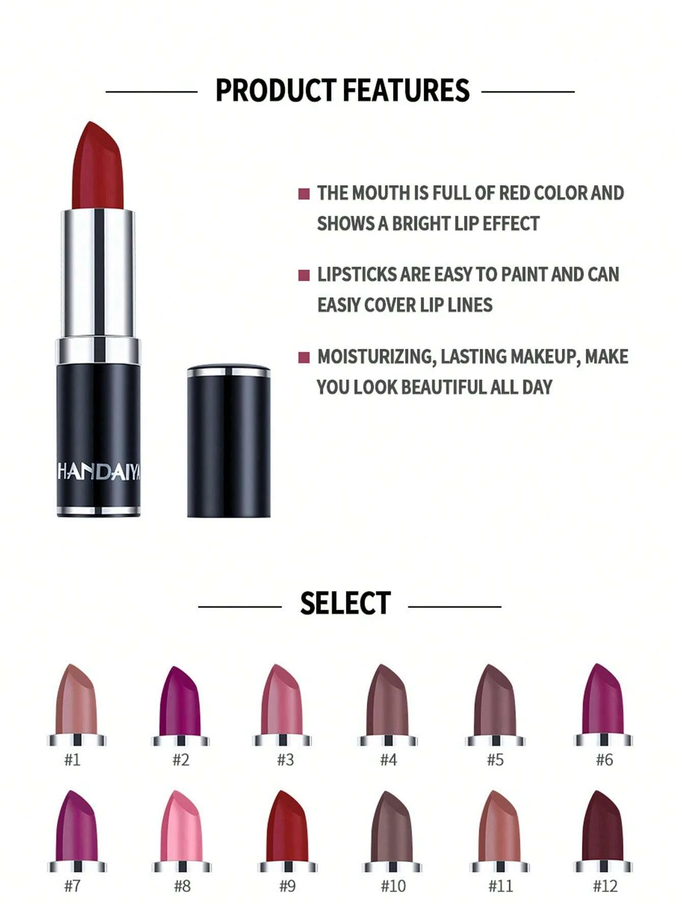 SHEIN #01 Matte Mist Permanent Moisturizing Lipstick Velvet Moisturizing Matte Lipstick Net Content 3.5g - Image 2