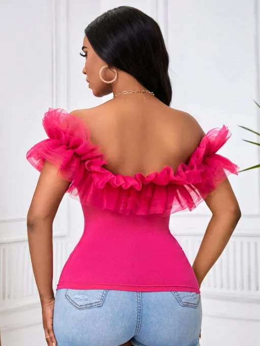 SHEIN BAE Off Shoulder Ruffle Trim Top - Image 2