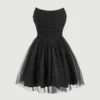 SHEIN MOD Ruched Mesh Tube Dress Tulle Dress