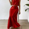 SHEIN Privé Pile Heap Collar Crop Tank Top & Skirt