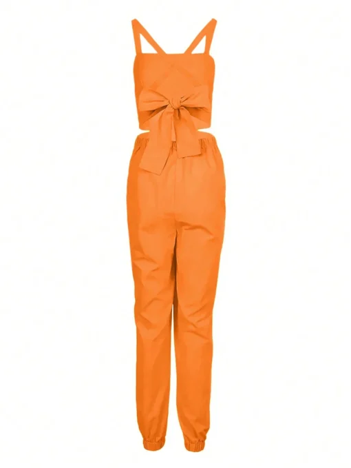 SHEIN Slayr Women's Summer Fashion Solid Color Backless Jumpsuit With Tapered Leg - Image 3